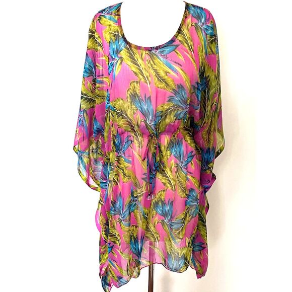 Sunflower Swim Tropical Multicolor Cover-Up Dress Adjustable Drawstring One Size - Picture 1 of 8